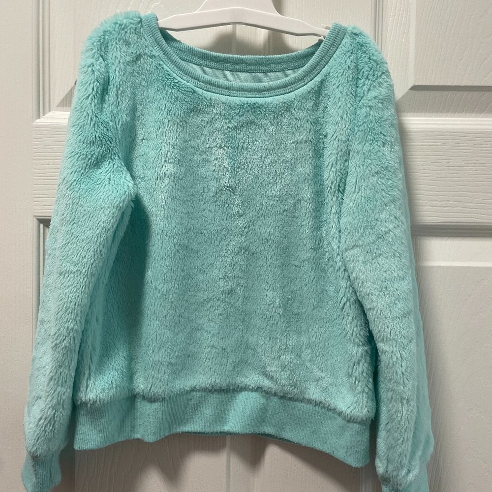 Turquoise Fuzzy Fleece sweatshirt